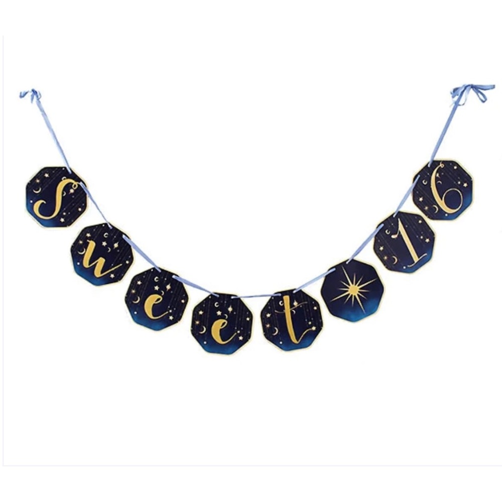 Starry Night sweet 16 Happy Birthday banner